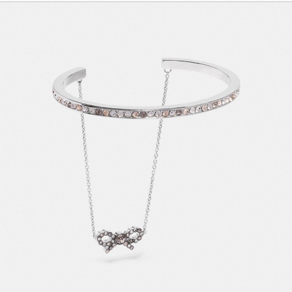 Coach Jewelry - 🎀 HP🎀 NWT Coach Bow Cuff & Chain Silver Bracelet